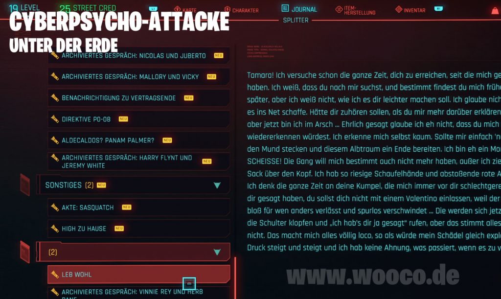 CP77 Cyberpsycho Attacke Unter der Erde