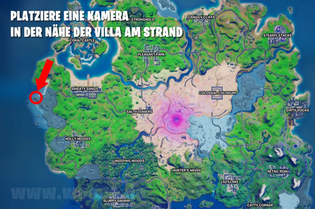 Kamera am Strand Fortnite Map