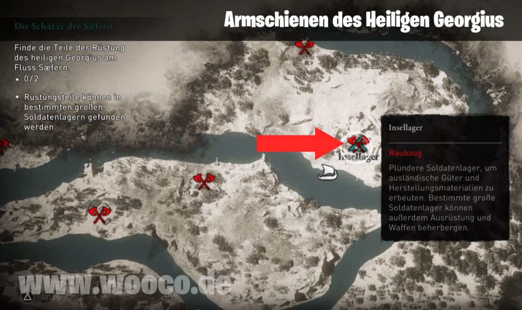 Assassin's Creed Valhalla: Die Schätze der Saefern - Georgius Rüstung 2 Armschienen Georgius ACV Map