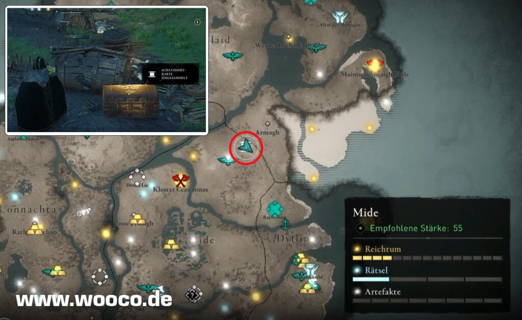 AC Valhalla Zorn der Druiden: Schatzkarten Fundorte und Lösungen 5 Schatzkarte Brega Fundort