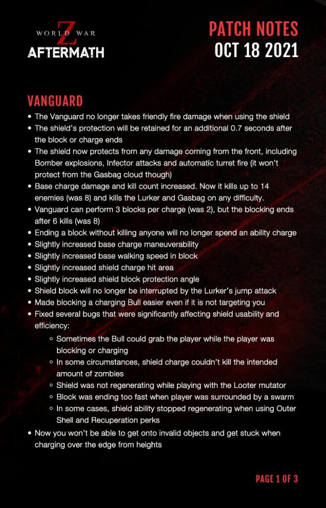 World War Z: Patch Notes 1.28 - Update vom 18. Oktober 2 wwz aftermath patch notes 1 0