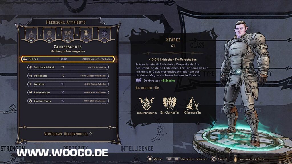 Zauberschuss Magier Attribute Skillung