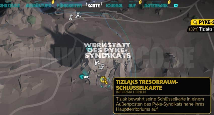 Star Wars Outlaws: Pyke Tresorraum – Alle Schlüsselkarten Fundorte 5 Tizlaks Schlüsselkarte Map