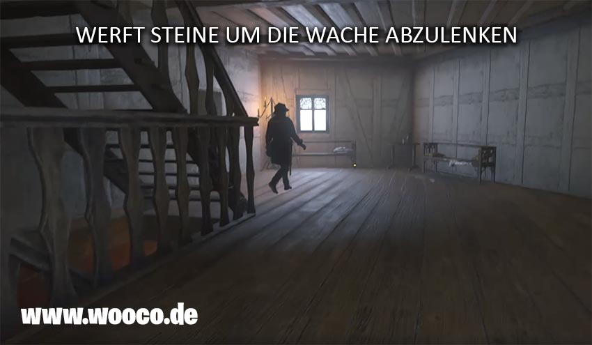 Steine zu Ablenkung werfen