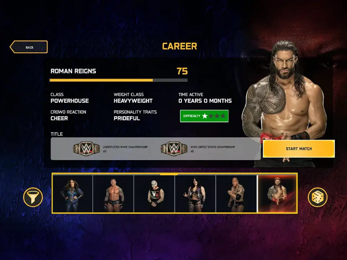 Karriere Screenshot WWe 2k25 Mobile Version