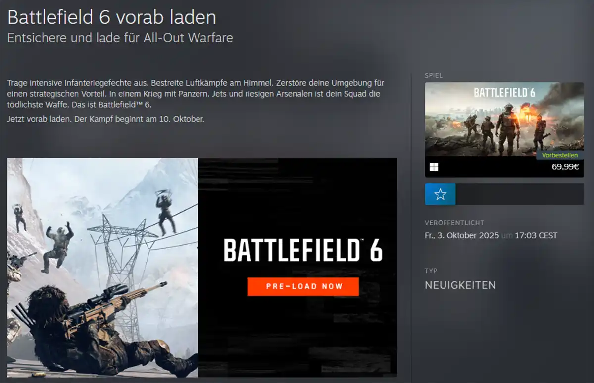 steam battlefield 6 vorab laden