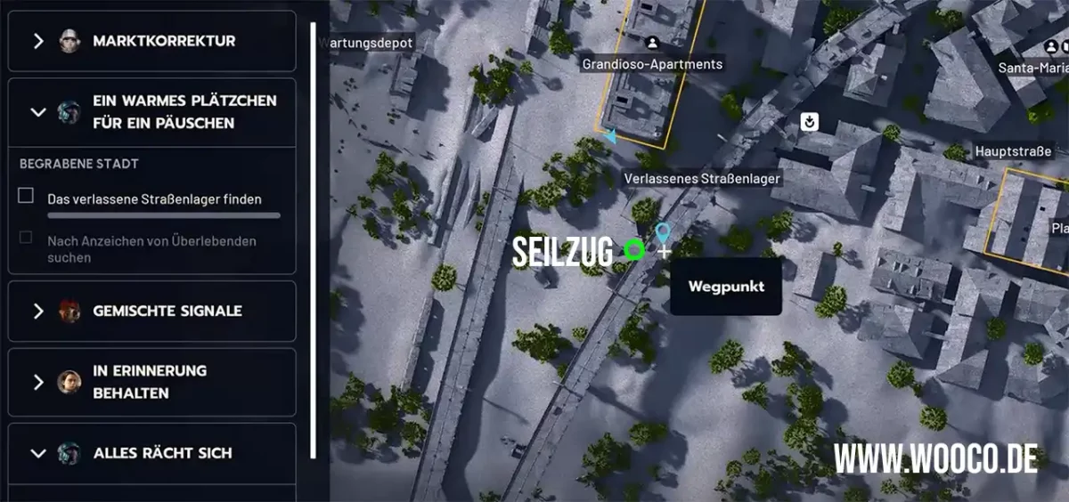 Das verlassene Straßenlager finden